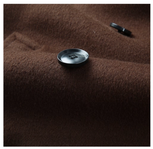 Fineryclothes Men's Double-Breasted Wool Blend Overcoat, Brown, Mid-Length Winter Coat with Notched Lapel