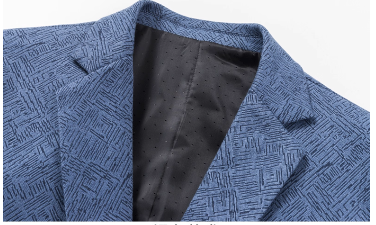 Fineryclothes Men's Textured Blazer, Blue Geometric Pattern, 2-Button Single Breasted Suit Jacket with Black Lining