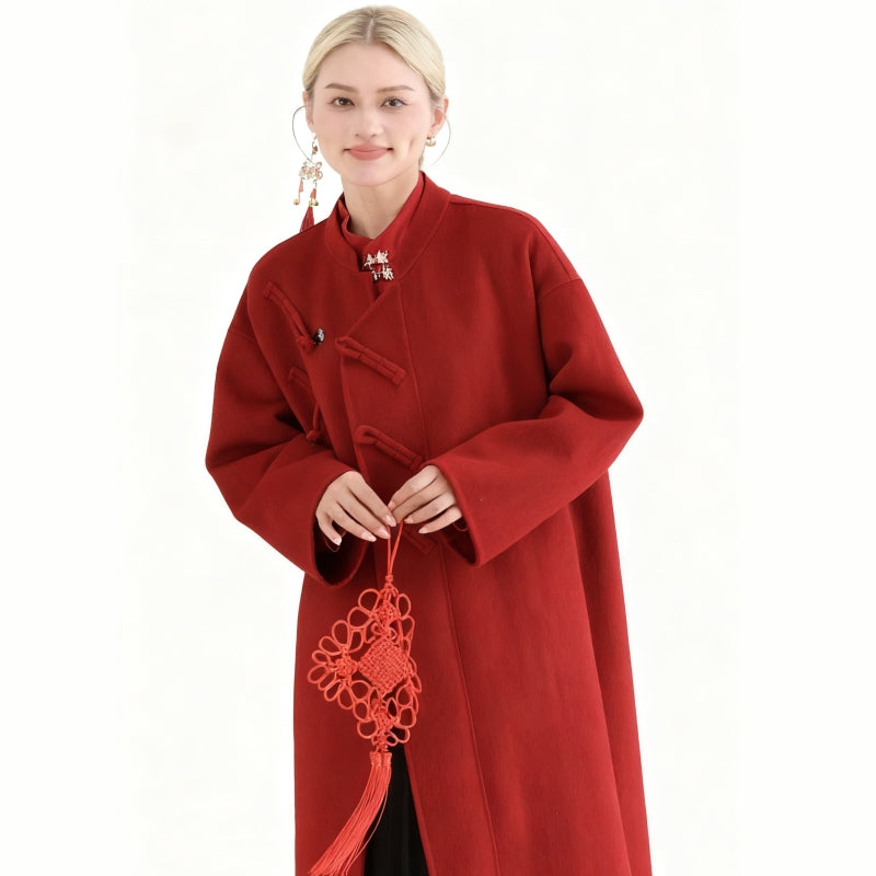 Fineryclothes Double-Faced Wool Coat, Mid-Calf Length, Shawl Collar, Long Sleeves, STYLE NO.005