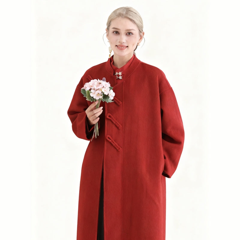 Fineryclothes Double-Faced Wool Coat, Mid-Calf Length, Shawl Collar, Long Sleeves, STYLE NO.005