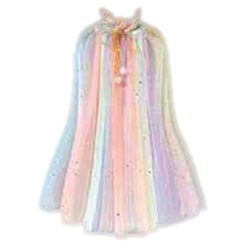 Princess Cape Colorful Princess Cloak, Sparkling Sequins Tulle Cape Fancy Dress Princess Dress Up for Girls(75 cm)