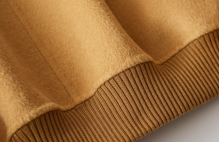 Fineryclothes Classic Bomber Jacket, Camel Wool Blend, Ribbed Collar and Cuffs, Front Zip Closure
