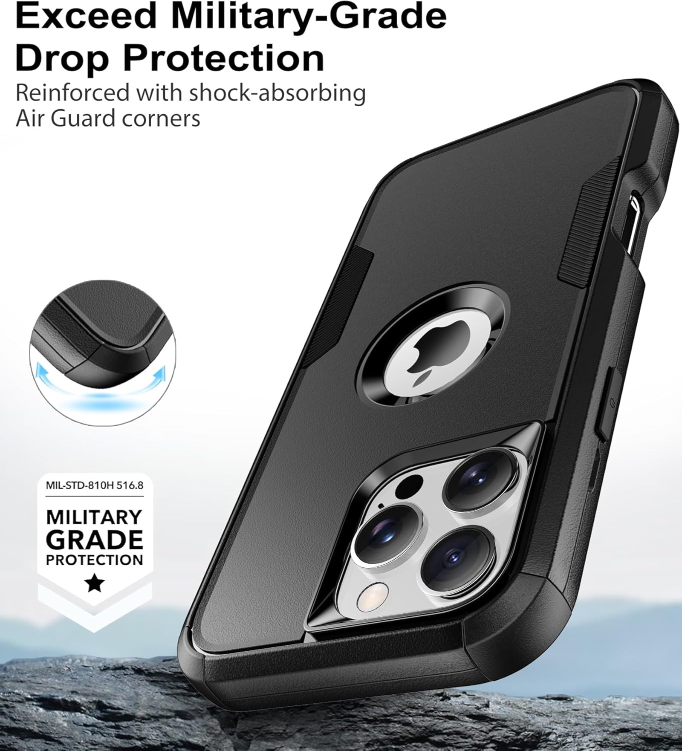 Styqeen Defender Armor Case for iPhone 16 Plus with Belt Clip Holster Black and scalble Charging Cable