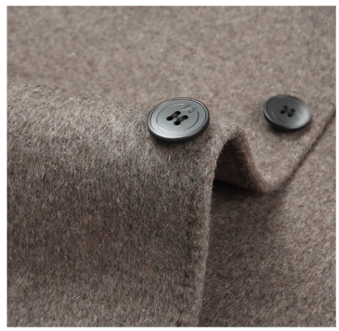 Fineryclothes Men's Wool Blend Stand Collar Overcoat, Classic Long Winter Coat, Khaki Gray, 3-Button Front