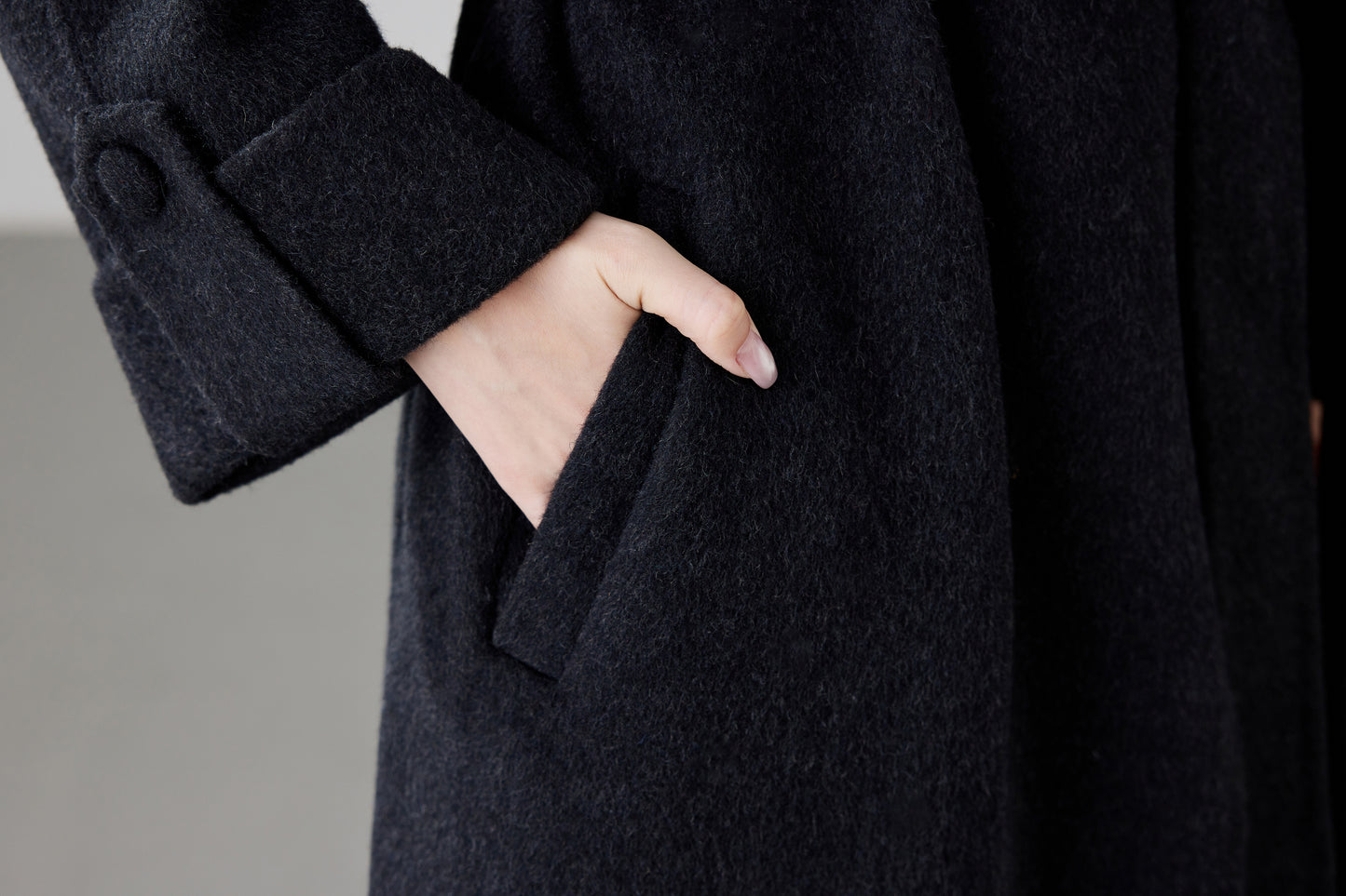 Fineryclothes Double-Faced Wool Wrap Coat, Mid-Calf Length, Shawl Collar, Long Sleeves,STYLE NO.001