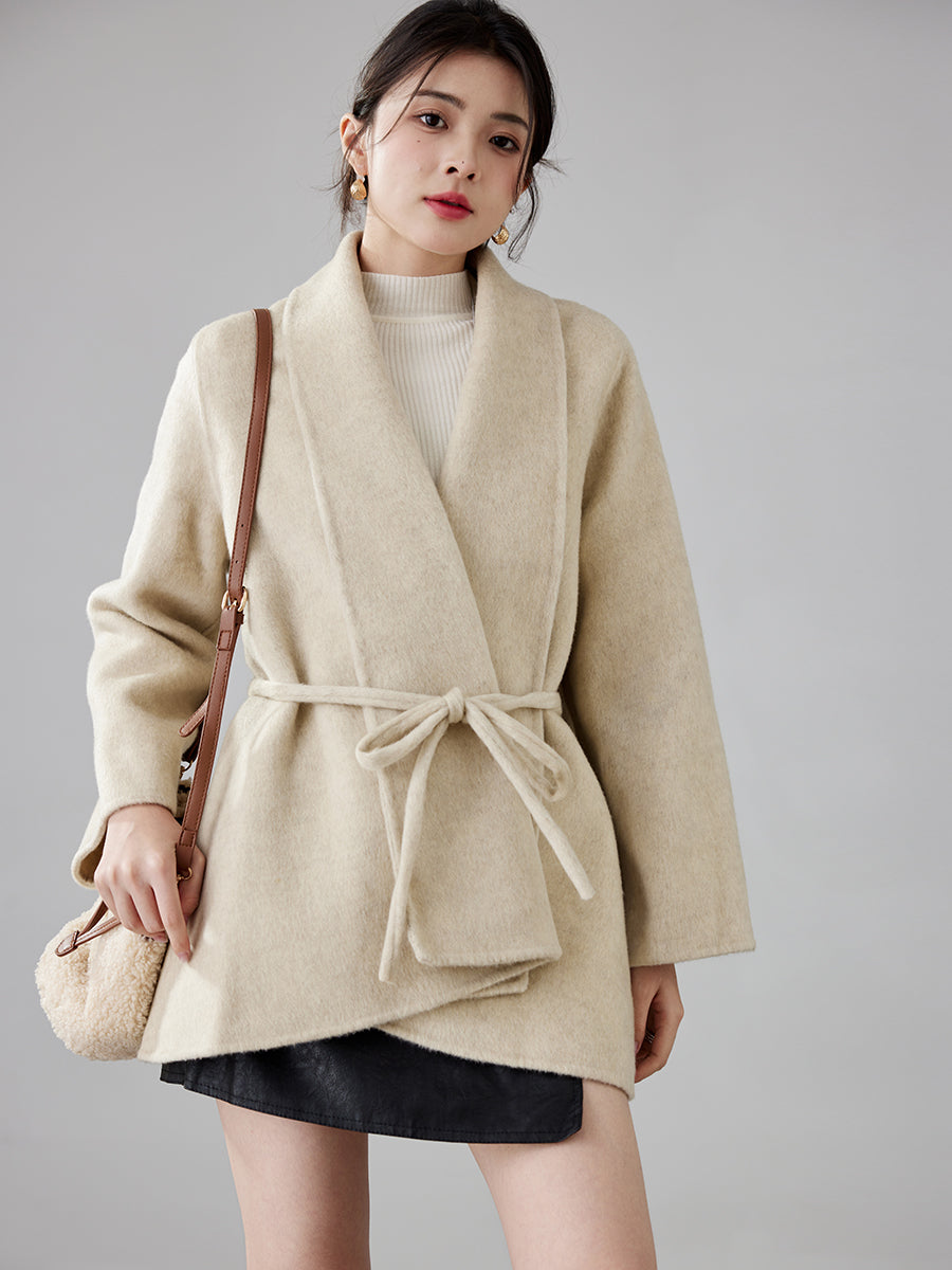 Fineryclothes Double-Faced Wool Coat, Shawl Collar, Long Sleeves, STYLE NO.006