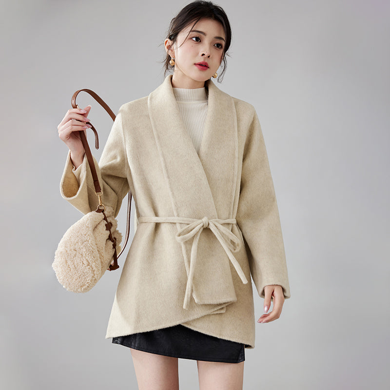 Fineryclothes Double-Faced Wool Coat, Shawl Collar, Long Sleeves, STYLE NO.006