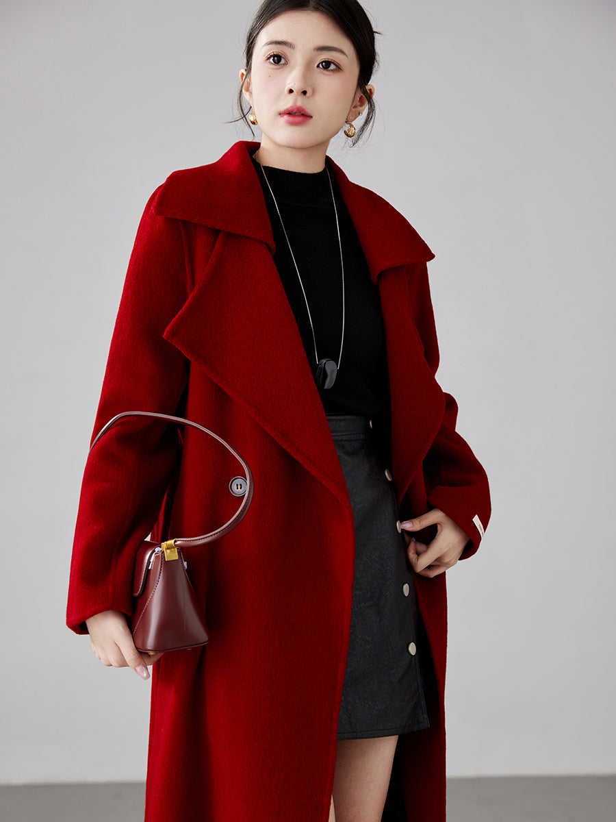 Fineryclothes Double-Faced Wool Coat, Mid-Calf Length, Shawl Collar, Long Sleeves, STYLE NO.003