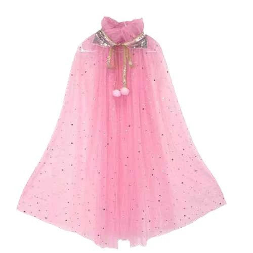 Princess Cape Colorful Princess Cloak, Sparkling Sequins Tulle Cape Fancy Dress Princess Dress Up for Girls(75 cm)