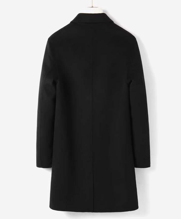 Fineryclothes Men's Classic Long Double-faced Wool Coat