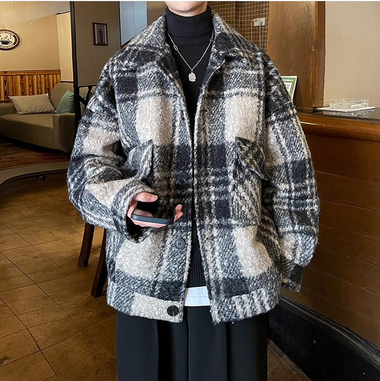 Fineryclothes Men's Plaid Fleece Jacket