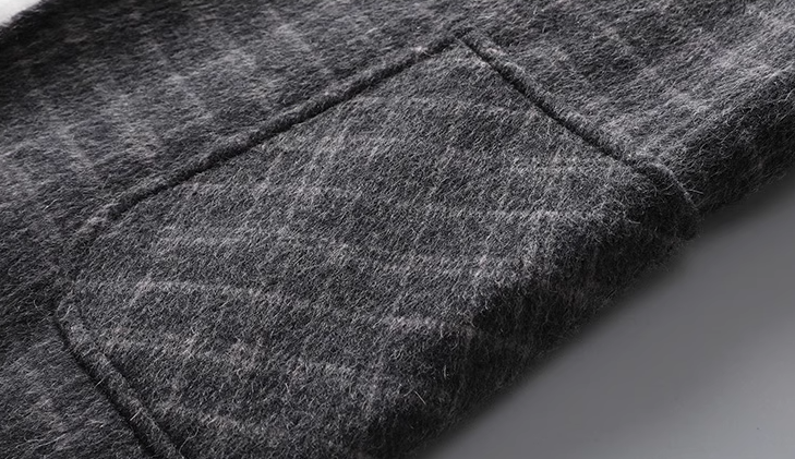 Fineryclothes Men's Wool Blend Plaid Blazer, Gray Checkered Pattern, 2-Button Classic Fit