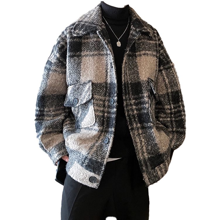 Fineryclothes Men's Plaid Fleece Jacket