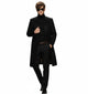 Men's Knee-Length Stand-Up Collar Coat - Double-faced Wool Outerwear with Thick White Goose Down Liner
