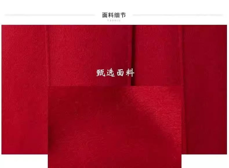 Women's New Chinese Red Double-faced Cashmere Coat | 2025 New Year/Wedding Bride Toast Mid-long Outerwear