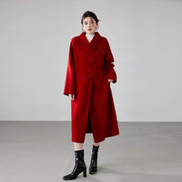 Women's 2025 New Red Double-faced Cashmere Coat | Bride's Wedding Outerwear, New Chinese Style