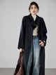 High-end Hepburn Retro Stand-up Collar Diagonal Buckle Double-faced Cashmere Coat | Slim, Thickened Warm Woolen Outerwear