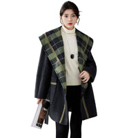 Women's Korean Reversible Double-faced Cashmere Coat | New Retro Plaid, Elegant Loose Slimming Woolen Outerwear