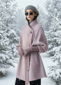 2025 Autumn Winter New! Women's High-End Double-Faced Cashmere Coat - Korean Waist-Cinching Slim Fit for Petite