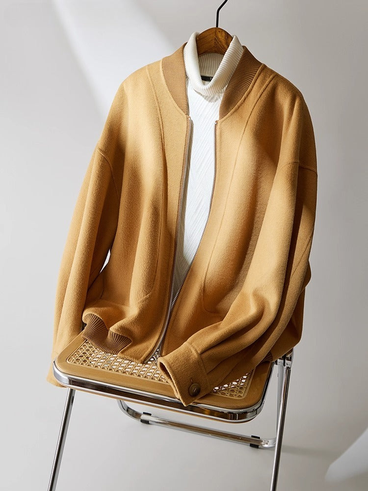 Men's Winter Trendy Reversible Cashmere Jacket | Light Luxury Short Baseball Style, Korean-Inspired Woolen Smart Overcoat