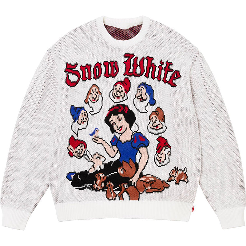 Fineryclothes Snow White Knit Sweater, Unisex Graphic Design, Available in White and Black