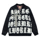 Fineryclothes Fuzzy Text Graphic Sweater, Black and White, Oversized Typography Design