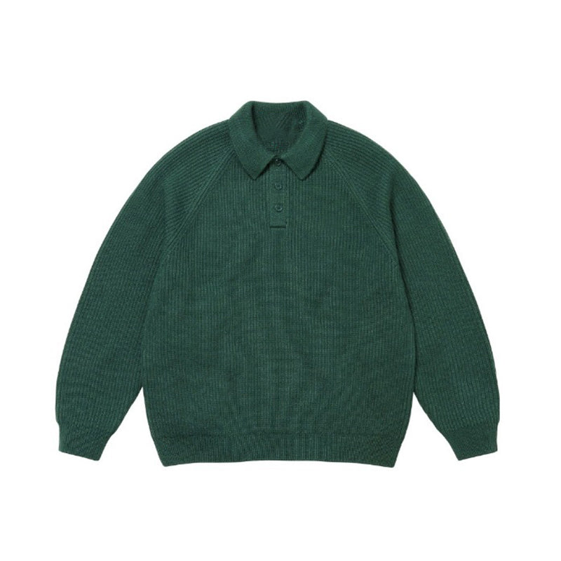 Fineryclothes Knit Polo Sweater Set, Long Sleeve Ribbed Pullover