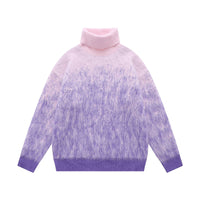 Fineryclothes Turtleneck Gradient Sweater, Ombre Pattern, Long Sleeve Knit Pullover, 3 Colors - Purple, Green, Gray
