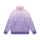 Fineryclothes Turtleneck Gradient Sweater, Ombre Pattern, Long Sleeve Knit Pullover, 3 Colors - Purple, Green, Gray