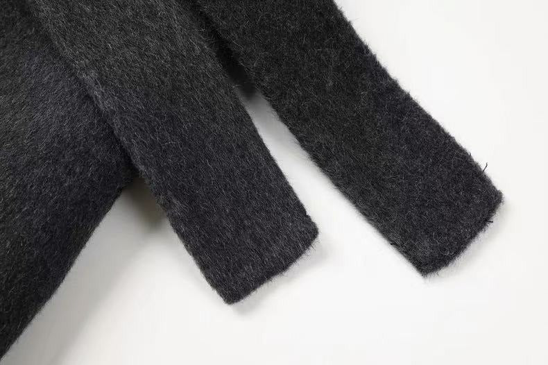 High-end Hepburn Retro Stand-up Collar Diagonal Buckle Double-faced Cashmere Coat | Slim, Thickened Warm Woolen Outerwear