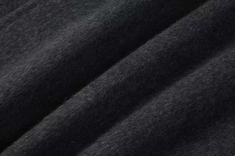 High-end Hepburn Retro Stand-up Collar Diagonal Buckle Double-faced Cashmere Coat | Slim, Thickened Warm Woolen Outerwear