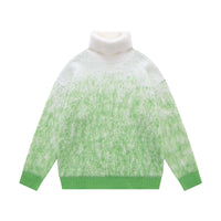 Fineryclothes Turtleneck Gradient Sweater, Ombre Pattern, Long Sleeve Knit Pullover, 3 Colors - Purple, Green, Gray