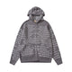 Fineryclothes Text Print Zip-Up Hoodie Sweatshirt, Black and Grey, All-Over Typography Pattern