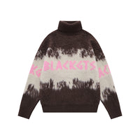 Fineryclothes Tie-Dye Turtleneck Sweater, Knit Pattern Design in Gray Pink Black, Multiple Color Options