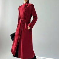 New Chinese-style red toast dress, double-sided cashmere coat for women, autumn and winter bride's wedding and engagement dress, woolen coat