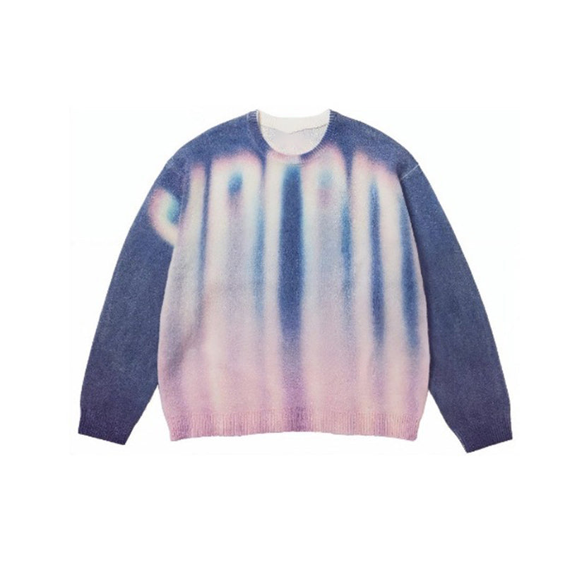 Fineryclothes Tie Dye Crewneck Sweater, Long Sleeve Knit Pullover, 3 Color Variations - Red, Navy Blue, Black
