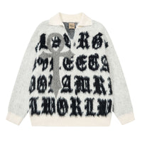 Fineryclothes Fuzzy Text Graphic Sweater, Black and White, Oversized Typography Design