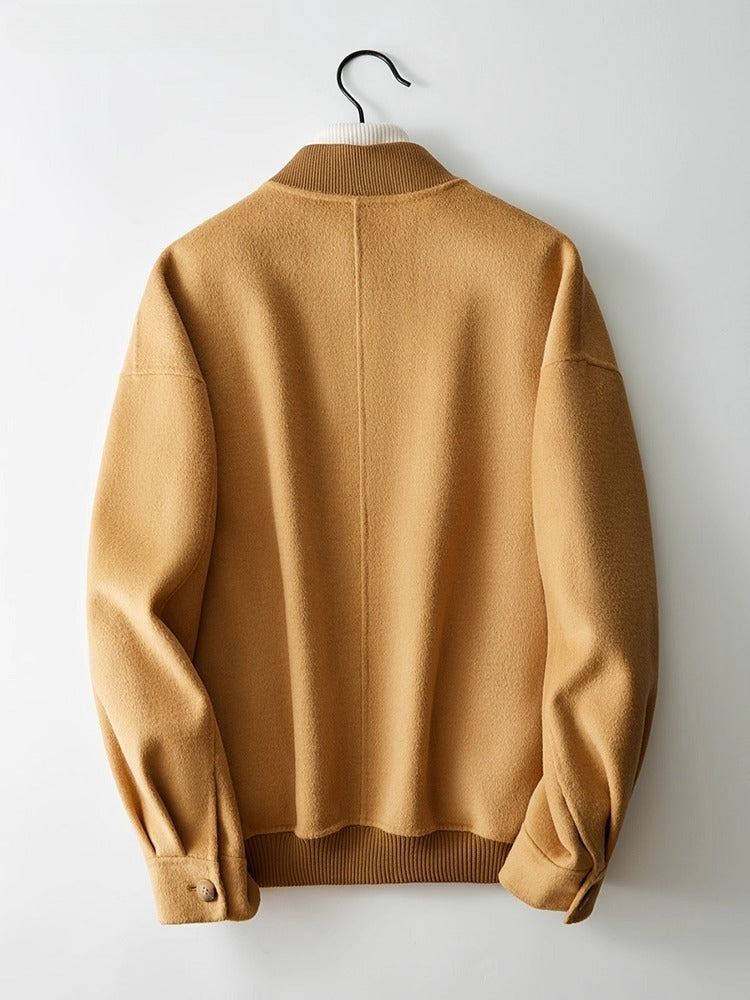 Men's Winter Trendy Reversible Cashmere Jacket | Light Luxury Short Baseball Style, Korean-Inspired Woolen Smart Overcoat