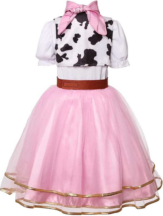 Fineryclothes Cowgirl Costume for Girls Halloween Party Dress Up with Cowboy Hat 3-10Years