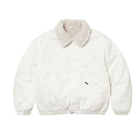 Fineryclothes Sherpa Collar Bomber Jacket, Denim Work Jacket with Fleece Lining, Available in Black, White, Blue