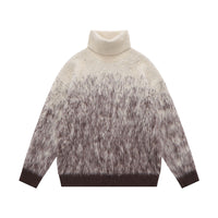 Fineryclothes Turtleneck Gradient Sweater, Ombre Pattern, Long Sleeve Knit Pullover, 3 Colors - Purple, Green, Gray