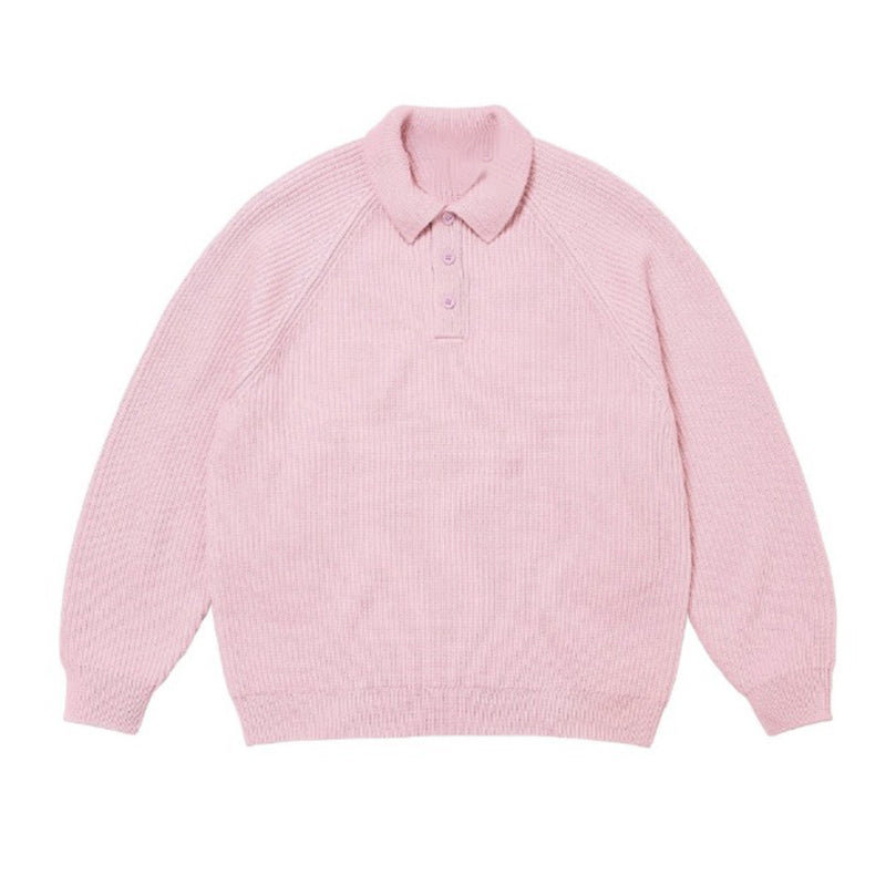 Fineryclothes Knit Polo Sweater Set, Long Sleeve Ribbed Pullover