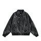 Multi-Zipper Faux Leather Bomber Jacket, Ribbed Collar and Cuffs, Available in Grey, Black, Brown