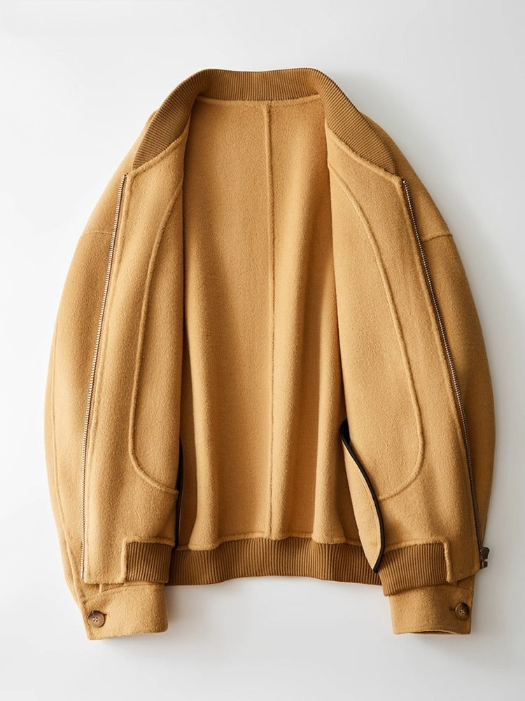 Men's Winter Trendy Reversible Cashmere Jacket | Light Luxury Short Baseball Style, Korean-Inspired Woolen Smart Overcoat