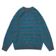 Fineryclothes All-Over Text Print Knit Sweater, Crewneck, Long Sleeve, Available in Black, Brown, Blue