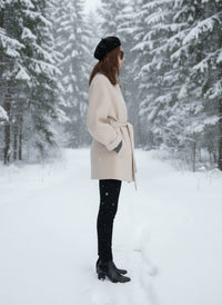 2025 Autumn Winter New! Women's High-End Double-Faced Cashmere Coat - Korean Waist-Cinching Slim Fit for Petite