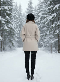 2025 Autumn Winter New! Women's High-End Double-Faced Cashmere Coat - Korean Waist-Cinching Slim Fit for Petite