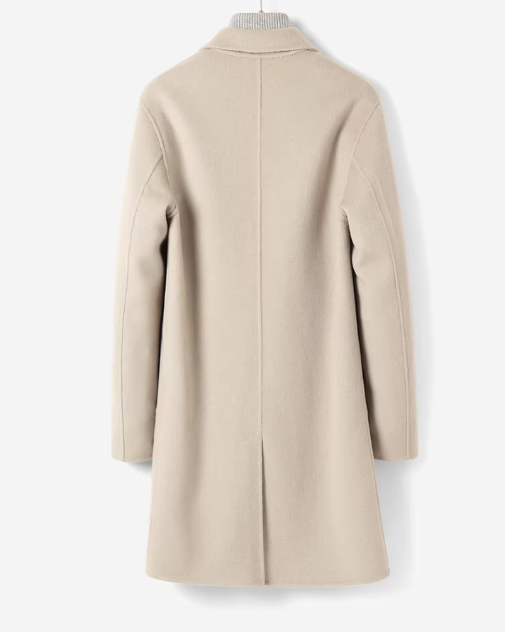 100% Cashmere Coat for Men - Winter Mid-Length, Stylish Double-Faced Woolen Casual Trench Coat (Youth-Focused)