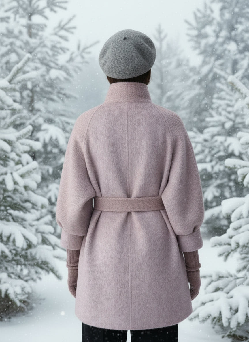 2025 Autumn Winter New! Women's High-End Double-Faced Cashmere Coat - Korean Waist-Cinching Slim Fit for Petite