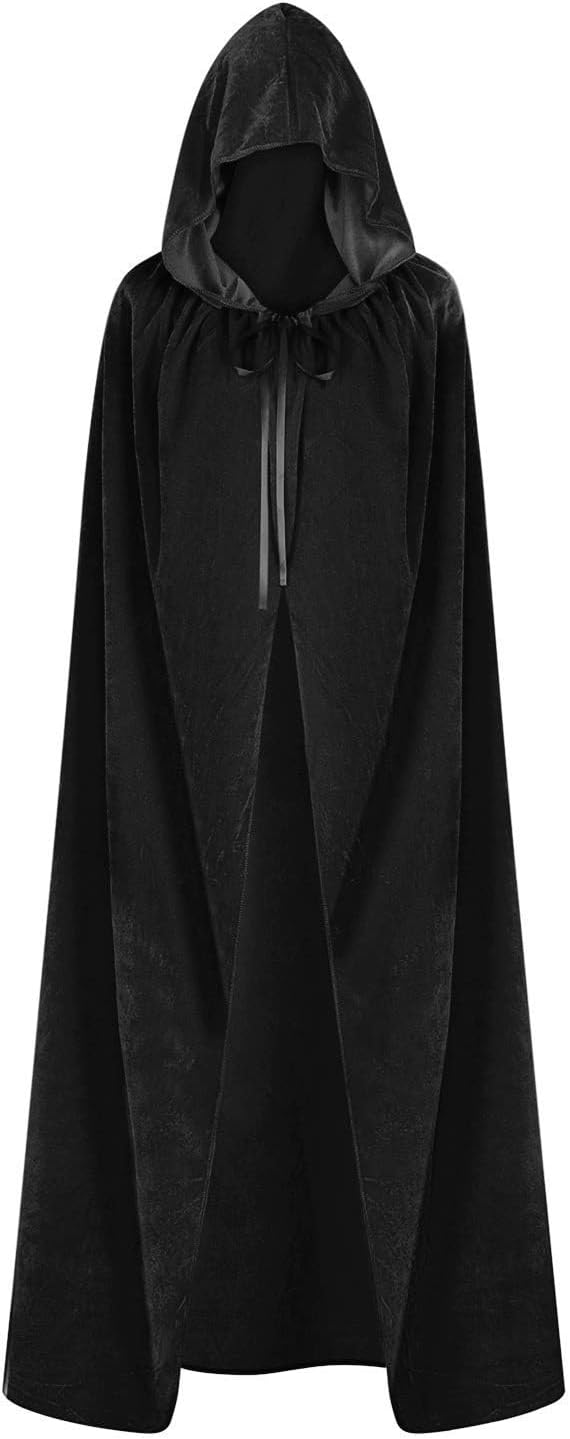 Halloween Hooded Cloak, Halloween Christmas Fancy Cape Vampire Witch Cape Cosplay Costume Black